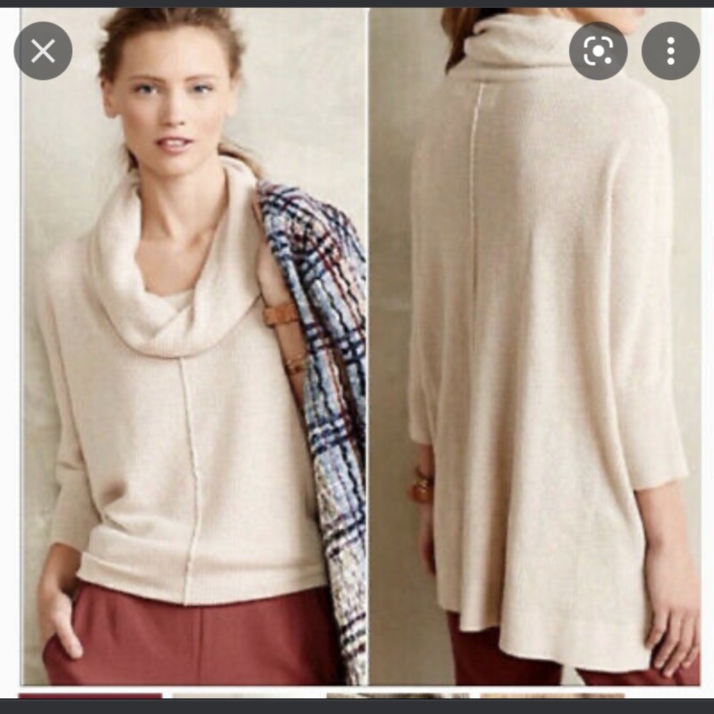 Anthropologie Beige Cowl Neck Sweater